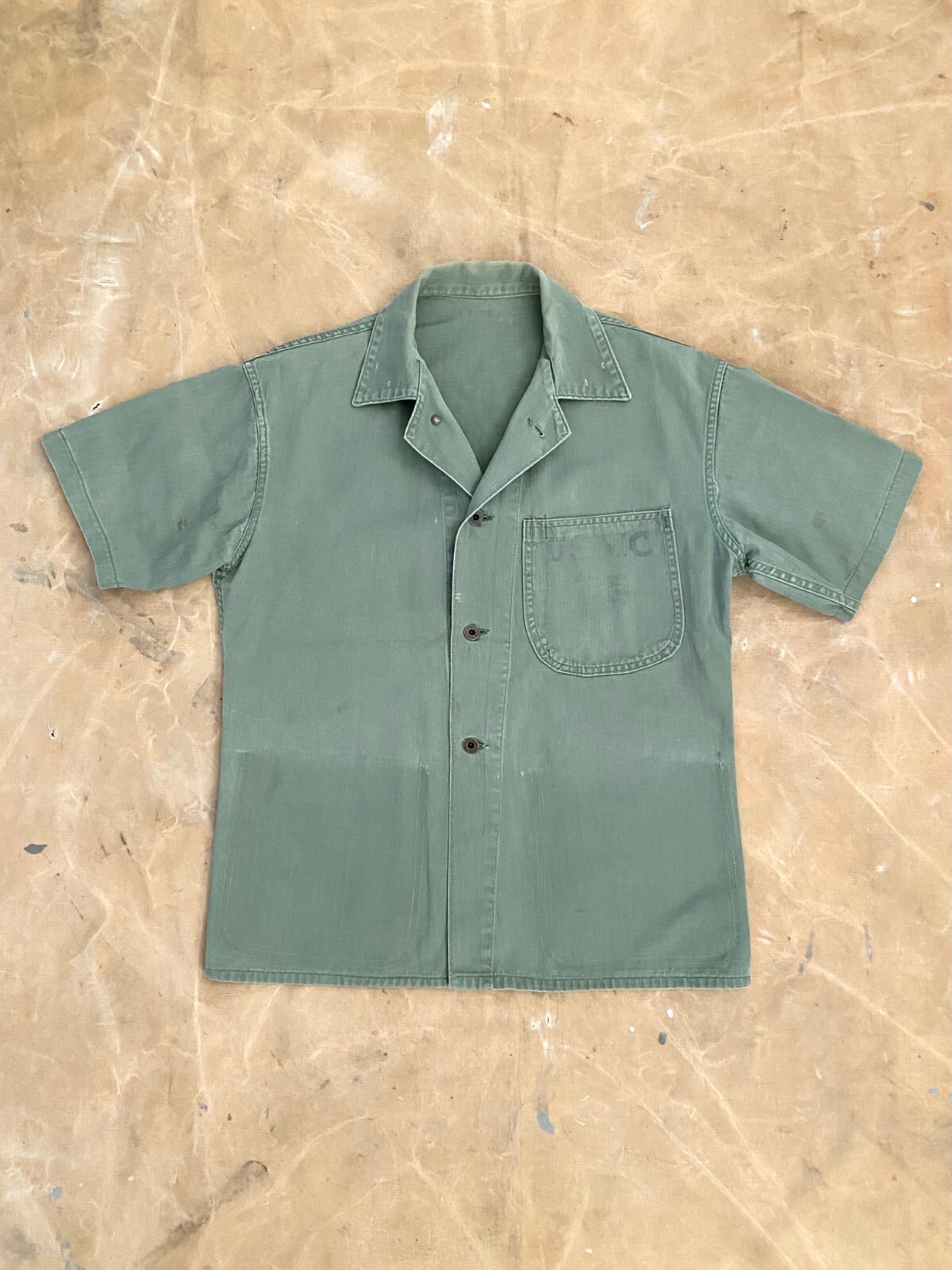 VINTAGE 40s WW2 USMC MODIFIED P-47 HBT SHIRT p41 wwii jacket usn