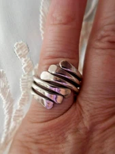 Sterling Silver Free Form Design Handmade Ring 6.8 Grams Fits Size 7 to 8