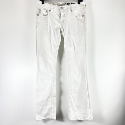 Miss Me Jeans Women s 29x32 White Bootcut Embroidered Studded Wing
