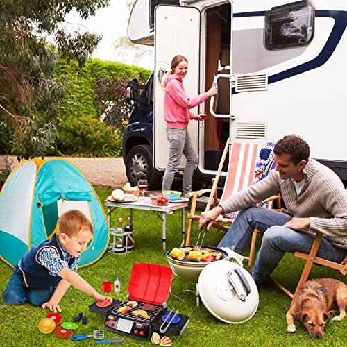 Kids Play Food Grill with Pretend Smoke Sound Light Kitchen Playset grill set - Picture 4 of 7