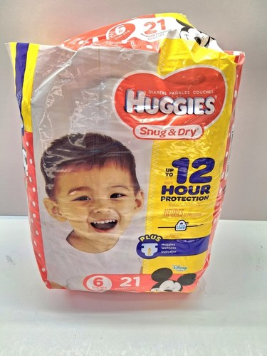 Vintage Huggies Size 6 Snug & Dry Diapers 16 Count PARTIAL OPEN BAG