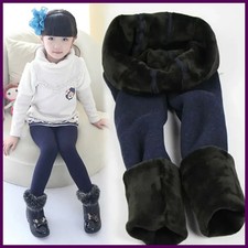 Girls Thermal Tights Winter Children Kids Thick Warm Stretch Pants