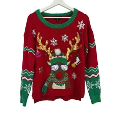 33 Degrees Women’s Ugly Reindeer Christmas Sweater Size S