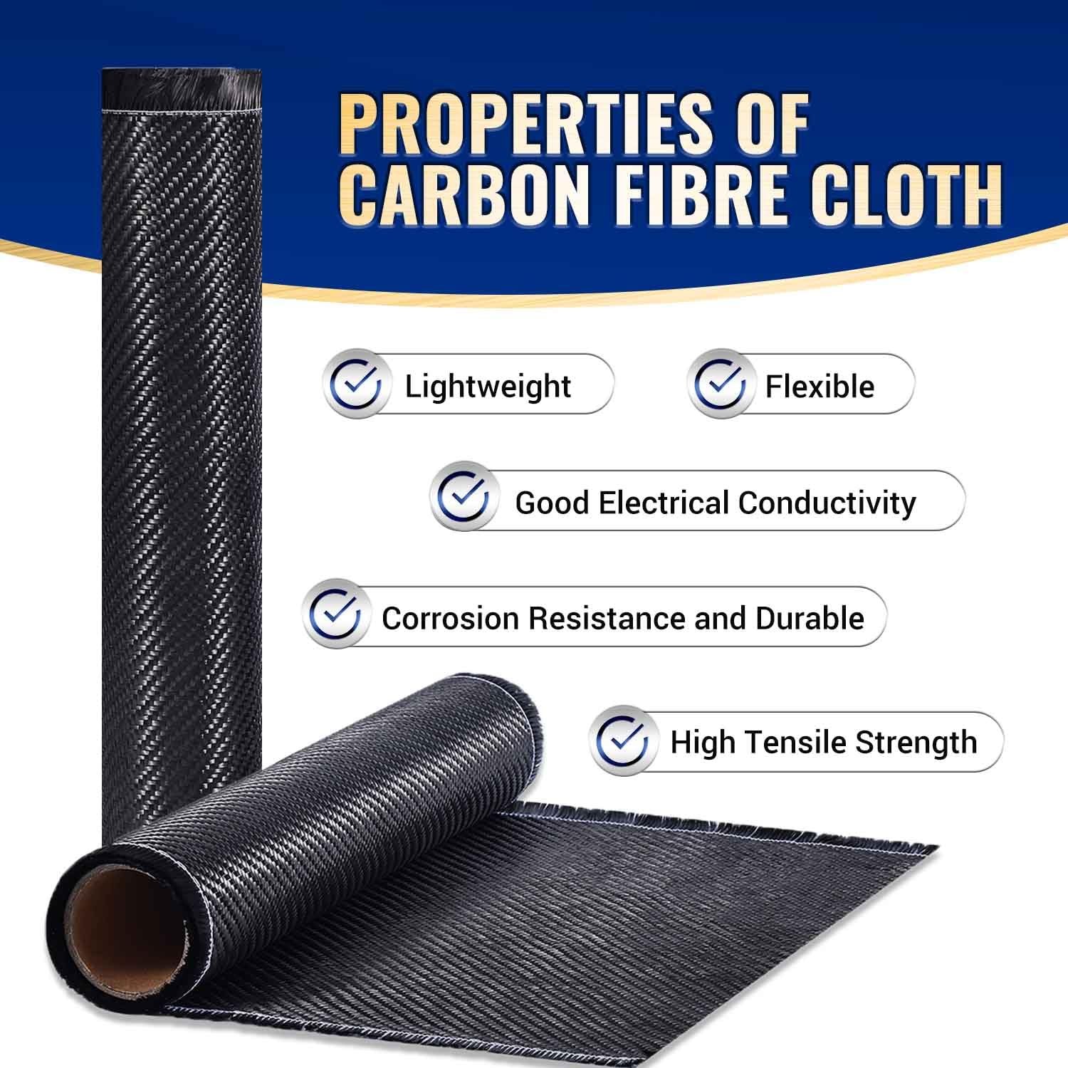 Krbnk 10FT Carbon Fiber Repair Kit, 12" Carbon Fabric Fiber Cloth Roll, 8OZ E...