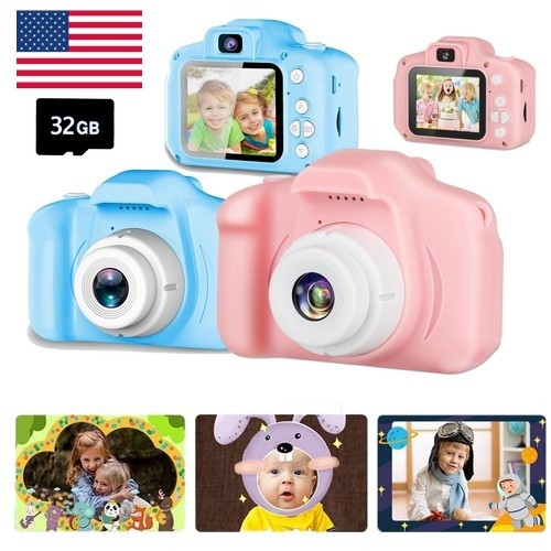 Kids Camera for Boys Girls, 1080P HD 2" LCD with 32GB TF Card, Built-in Games