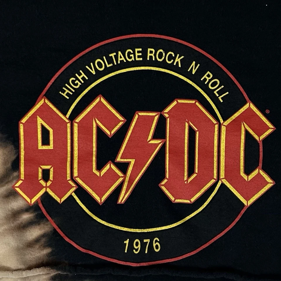 ACDC укороченный графический футболка женщин маленький черный галстук краситель коротким рукавом музыка рок футболка - Изображение 2 из 4