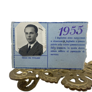 Vintage 1955 Societa Siciliana Trasporti Employee ID Card Photo Palermo Italy