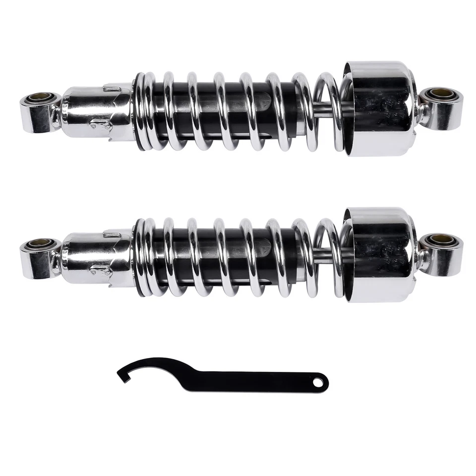 Pair 11.75" Chrome Rear Shocks For Harley Sportster XL 883 1200 FXR Street Glide - Image 3 of 4