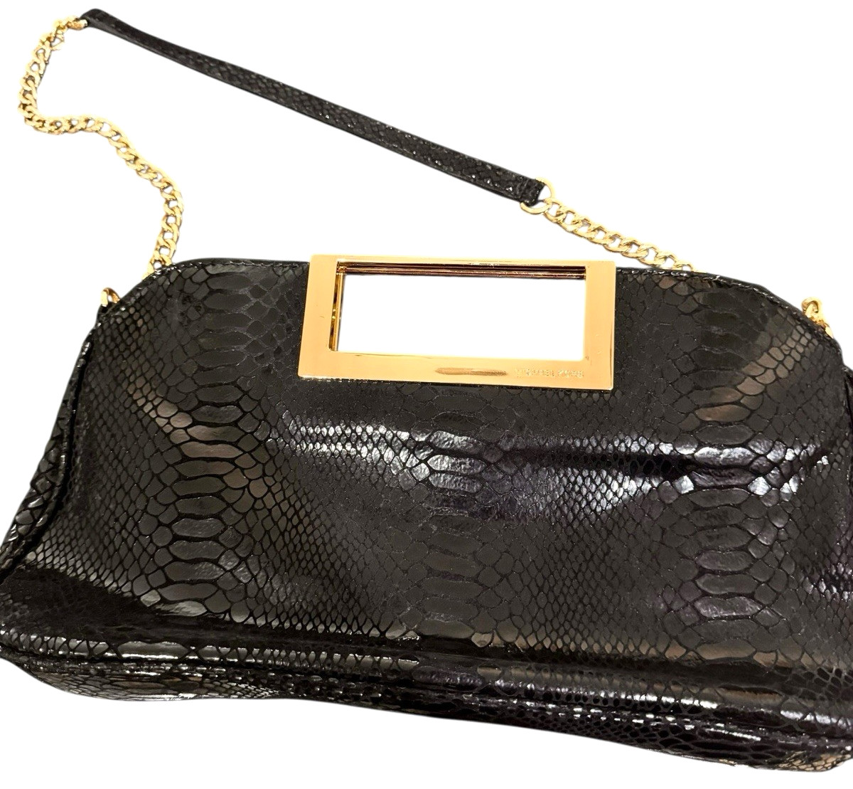 Michael Kors Berkeley Black Python Embossed Clutc… - image 3