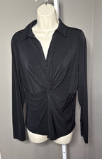 Adrianna Pappell Knot Waist Top M Black V-Nec...