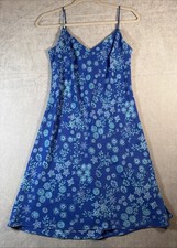 *Vintage Women’s/Teens A Fortiori Spaghetti Strap Floral Blue Dress Size 7/8 