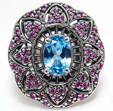 3CT Aquamarine 925 Sterling Silver Filigree Ring Sz 6 FB7-2