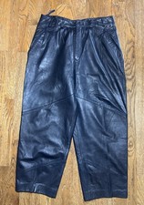 Saxony Leather Pants Black Size 34x27 Vintage Motorcycle Biker Party