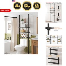Over Toilet Storage Shelf Bathroom Organizer Tension Mount 4 Tiers Adjustable