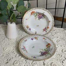 Antique Rosenthal Meissen Continental Dresden Flower Rimmed Soup Bowls  395 