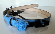 Versace Medusa-Buckle Blue Slim Leather Belt 85 34 IT DCDI145 NIB 425