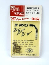Cal-Scale GV-314 HO Scale Brass Globe Value & Drain Cock Set