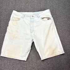 Wrangler Mens Jorts Jean Shorts 36 Light Wash Blue Vintage Distressed Acid Wash