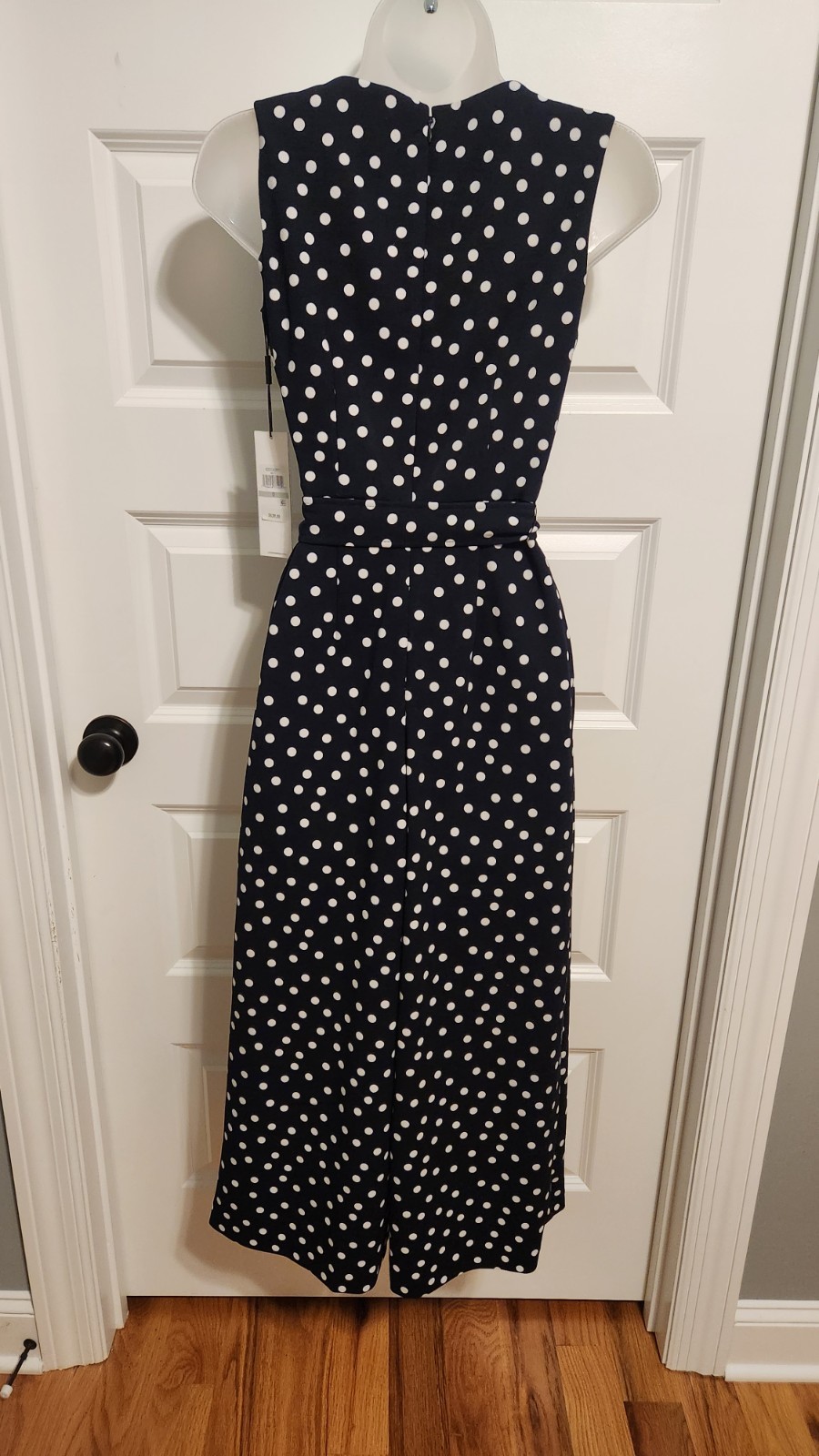 NWT Calvin Klein Women's Navy Polka Dot Jumpsuit Size 0 XS Wide Leg Cropped thumbnail 10