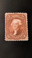 U.S.Stamp #75 VF Mint No Gum, Great Color and Sharp Impression, Tiny Thin. Rare!