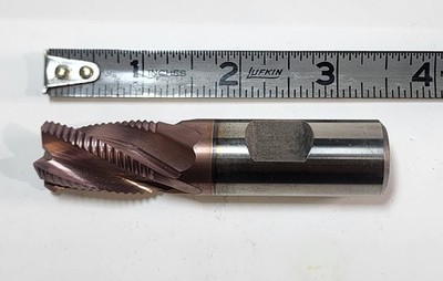 3/4'' Rgh EndMill 4-Flute x 1'' LOC x 3-1/4'' OAL TiCN Coated 45° Ch. Regrind