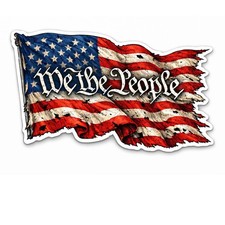 We The People Distressed American Flag Sticker Patriotic Car Window Decal