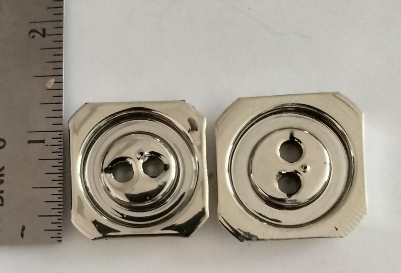 Vintage Silver Tone Plastic Octagon Buttons – 2 Hole – Coat/Jacket – 1” – Set of