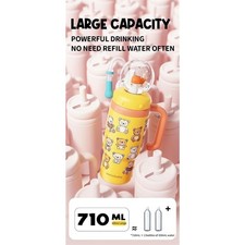 Stainless Steel Whale Fountain Tumbler 24oz with Handle  Soft Straws