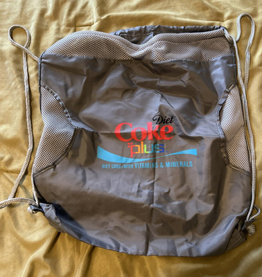 Diet Coke Plus Vitamins & Minerals cinch drawstring bag 16''X18'' gray