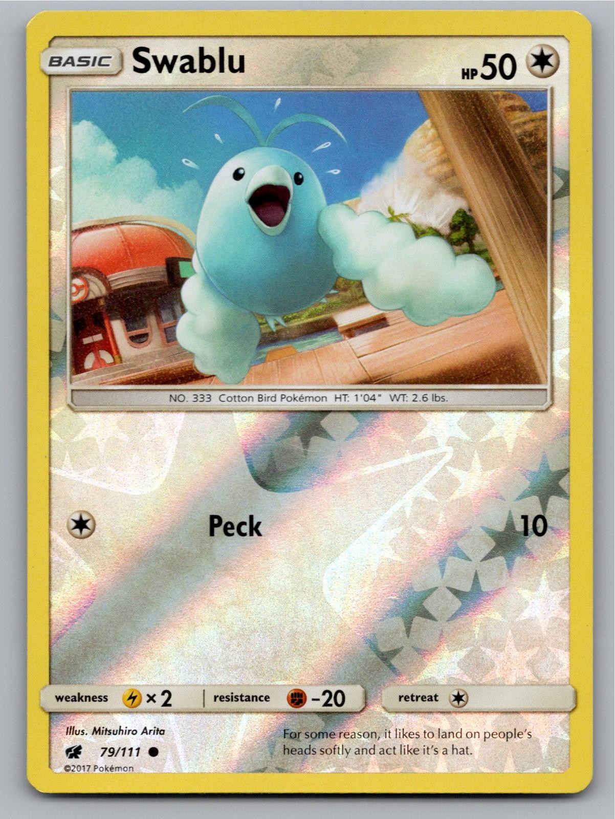 2017 POKEMON SWABLU CRIMSON INVASION 79/111 REVERSE HOLO COMMON NM A49049