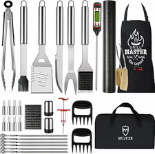 31-Piece Grill Master Set with Apron - Premium BBQ Accessories for Men