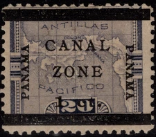 Canal Zone Stamp Scott # 16 Mint VG-F - 1 Cent on 20 Cents Surcharged Map Issue