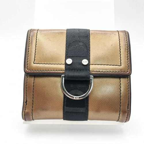 Portefeuille compact Christian Dior Trotter cuir bi pli marron 2454