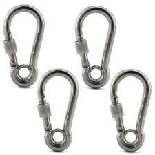 4PCS Stainless Steel Carabiners Spring Snap Hooks Heavy Duty Keychain Clip NEW