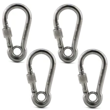 5/16" (8mm) 316 SS Spring Hook with Screw Nut and Eyelet Carabiner Marine Grade