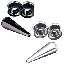 3er Set Asta per Allargamento + Tunnel Acciaio Dilatatore Piercing Inox EX10