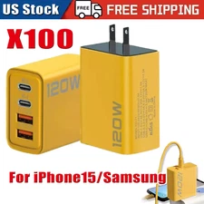 120W 4-Port USB C Fast Wall Charger Block For All Cell Phone iPad LOT