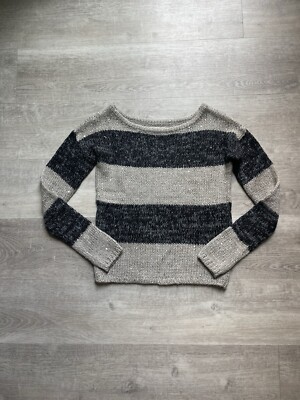 Ann Taylor LOFT Striped Boat Neck Sweater With Sequins Details Size XS 