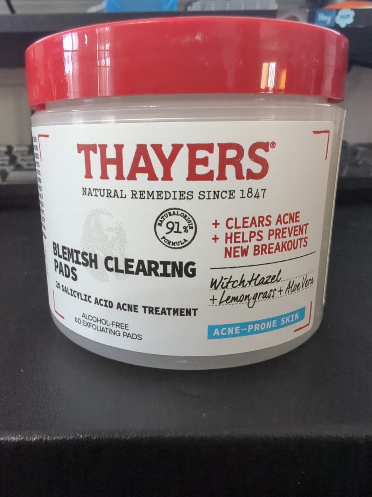 UNOPENED Thayers Blemish Clearing Pads 60 Pads Acne Treatment