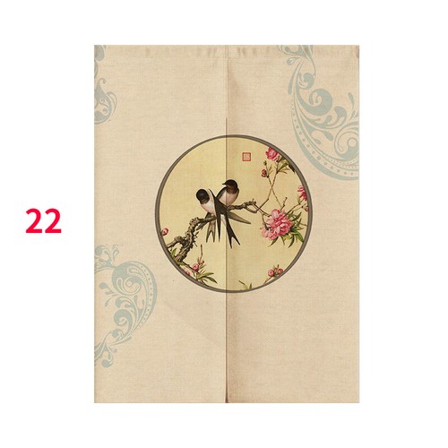 Chinese Door Curtains Noren Doorway Partition Cotton Linen Blend Room Divider - Foto 20 di 21