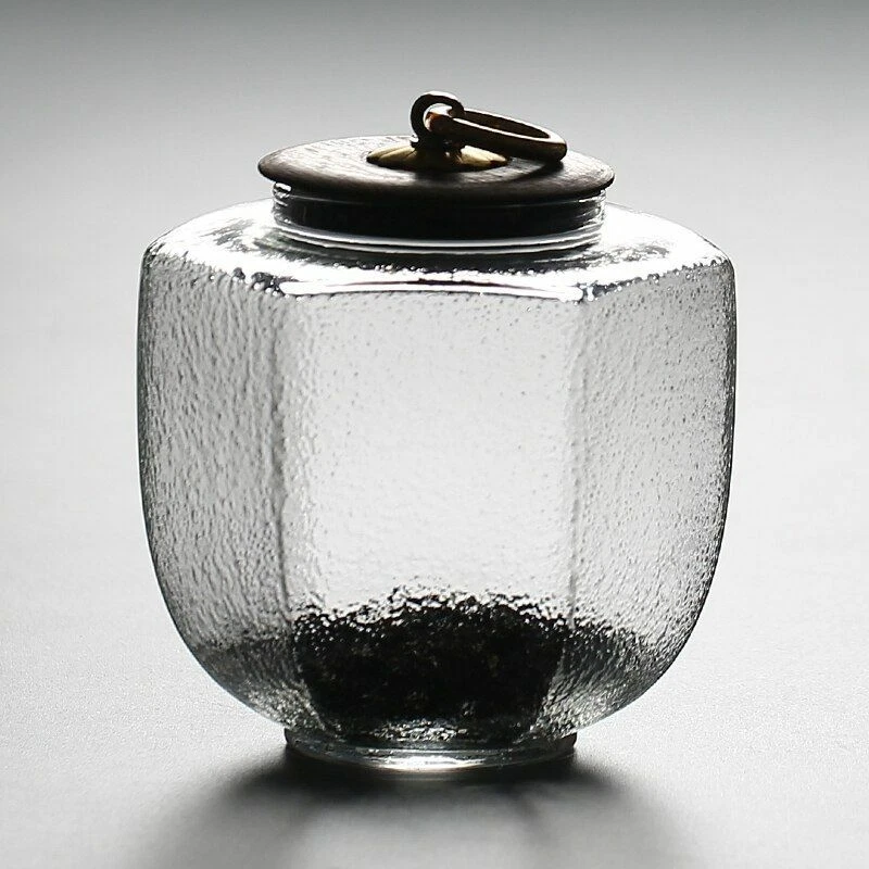 9.5Cm Hammer Glass Tea Canisters Storage Chest Kung Fu Tea Caddy Home Decoration