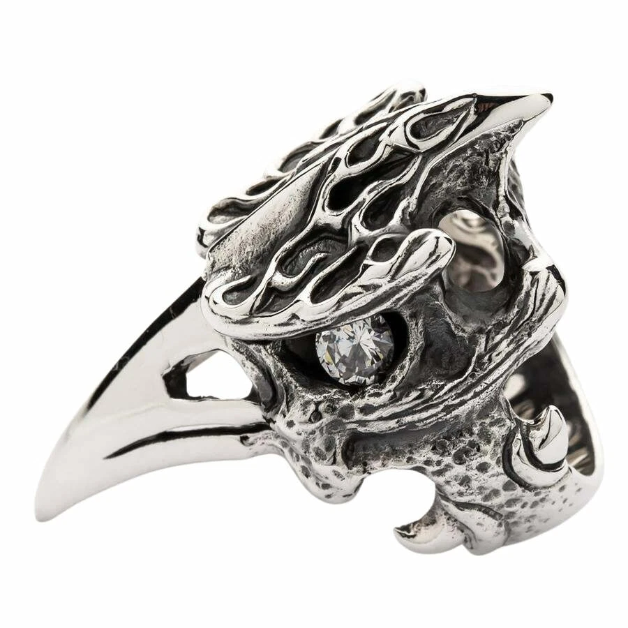 Anillo de plata esterlina 925 dinosaurio cálao motociclista calavera gótica esqueleto para hombre nuevo Foto 2 de 4