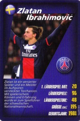 REAL,- WELT FUSSBALL STARS TOP TRUMPS 2014 Real,- World Football Stars Top Trumps 2014 Zlatan Ibrahimovic Paris Saint-Germ.