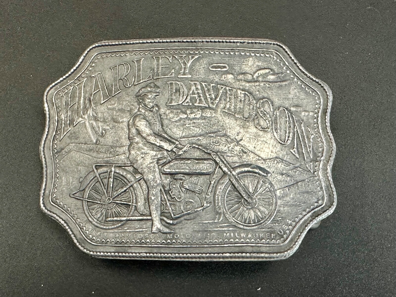 Collectors Harley Davidson Motorcycles Montauk Silver Co Belt Buckle,  England 