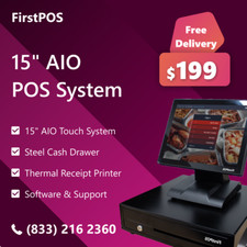FirstPOS 15in Touch Screen POS Cash Register Till System