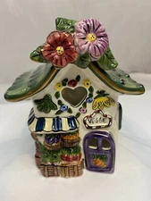 Florist House Tea Light Ceramic Multi Color Floral Candle Holder/Display