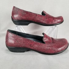 Dansko Olivia Women's Loafers Size EU 38 US 7.5-8 Red Leather Faux Snakeskin
