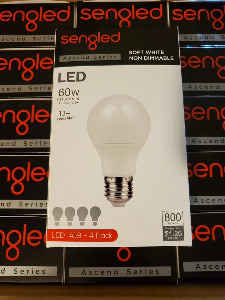 [60 Bulbs] SENGLED Soft White LED A19 Light Bulbs (60W Replacement) 800 Lumens - Image 3 of 4