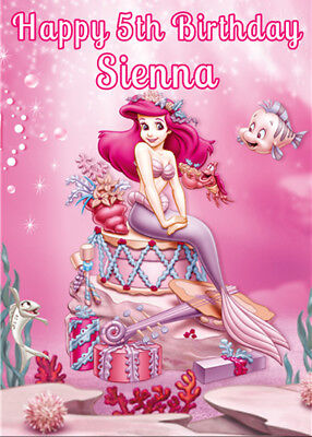 Ariel La Petite Sirene Personnalise De Carte D Anniversaire Ajouter Votre Propre Nom Et Age Ebay