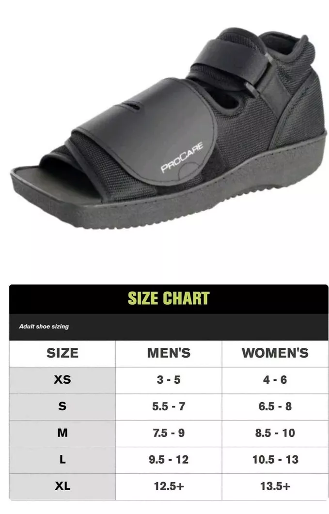PROCARE SQUARED TOE POST OP SHOE SIZE SMALL RIGED ROCKER SOLE